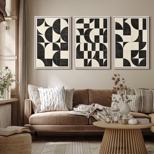 MUDECOR Framed Canvas Print Wall Art Set Geometric Blocks - Image 4