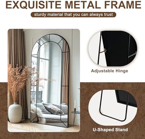 Delma Arched Window Pane Full Length Mirror, Window Mirror - Image 4
