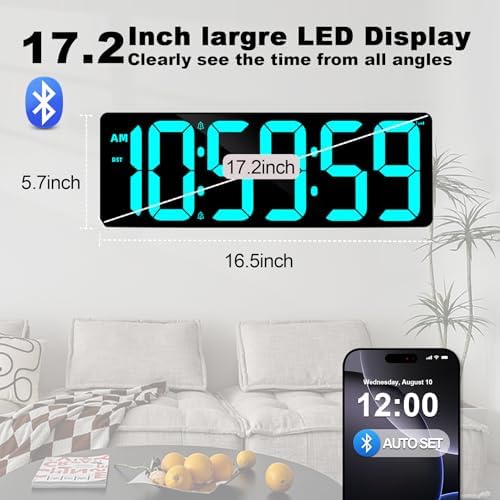 TXL 17.2" Bluetooth Digital Wall Clock - Image 3