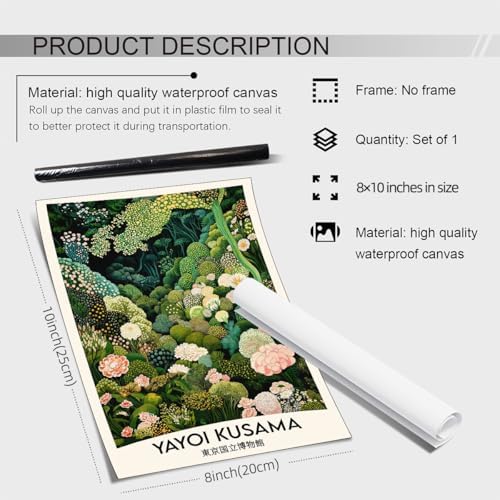 WIUHIO Yayoi Kusama Botanical Wall Art Vintage Japanese Nature Floral Poster - Image 2