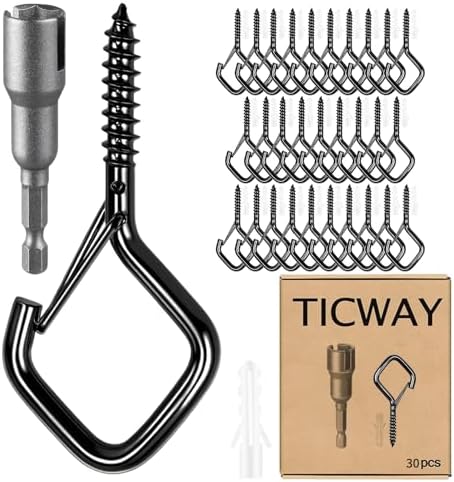 Outdoor Hooks for String Lights & Hanging Screw Hooks by Ticway