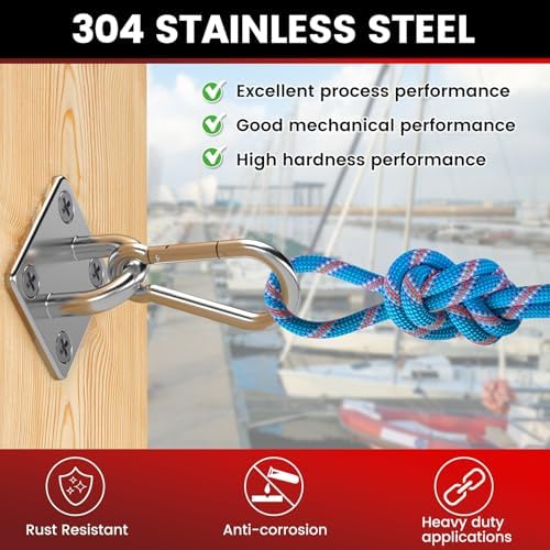 sprookber 304 Stainless Steel Pad Eye Snap Hook, M8 Ceiling Hook 1200Lb - Image 5