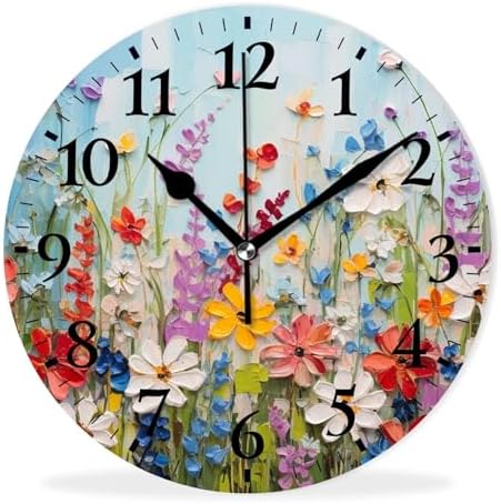 Round Analog Wall Clocks Non-Ticking Silent Clock Battery Operated Clcoks by Kyvita
