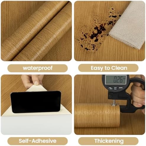 Abyssaly Wood Grain Look Oak Contact Paper Peel and Stick Countertops - Image 3