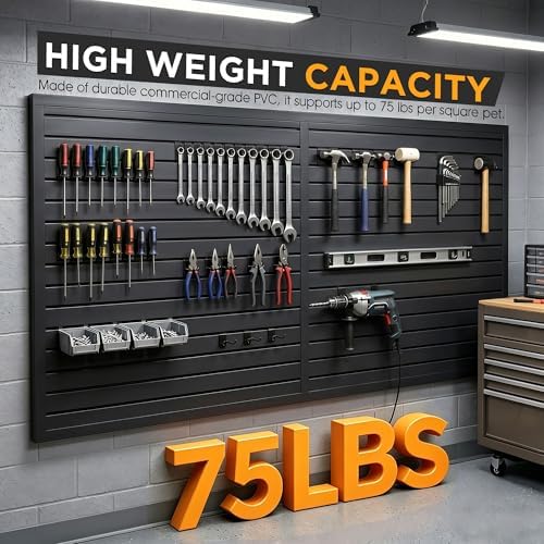 Slatwall Panel Garage Storage System, Heavy Duty Wall Mount Slatwall Organizer - Image 4