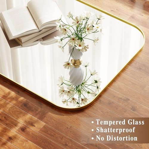 Arched Floor Length Mirror 64"x21" Matte Gold Leaning or Hanging - Image 3