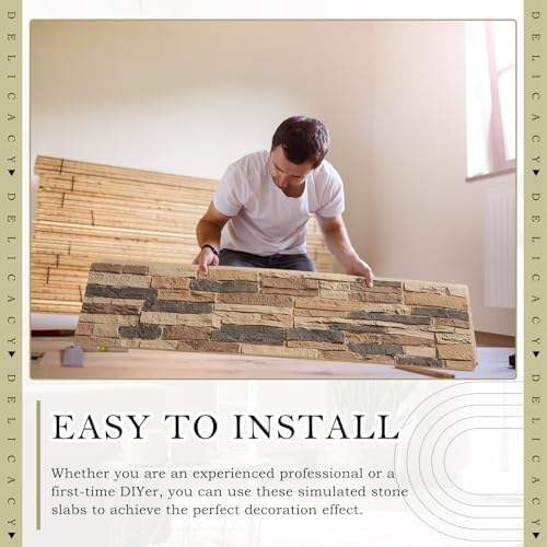 3 Pack Faux Stone Panels Interior 45.6''l x 11.8''h x 0.98''d Faux Siding - Image 6