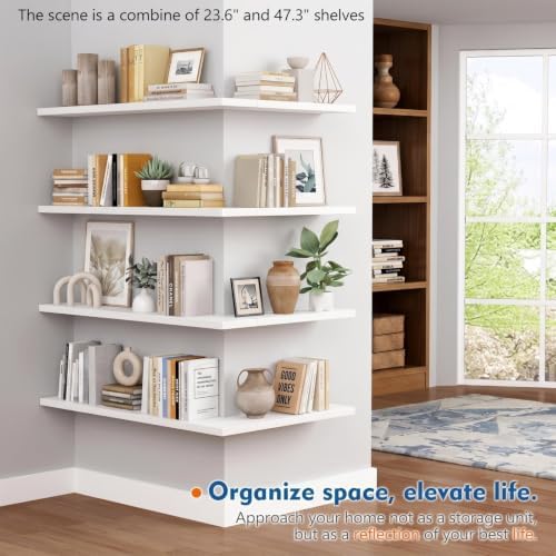White Floating Shelves 24 Inch, Wall Mounted Bathroom Shelves Over Toilet - Image 7