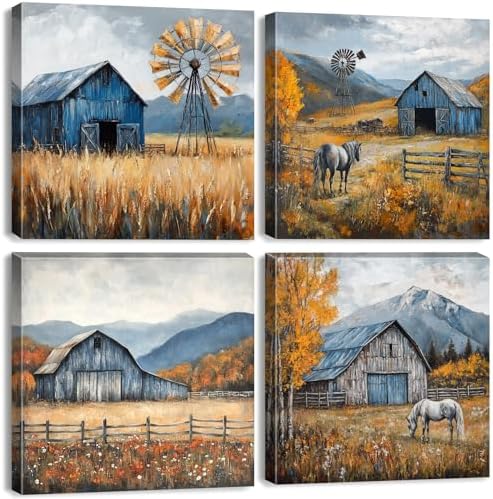 Colorful Wildflower Wall Art Farmhouse Barn Pictures Wall Decor Autumn Mountain by BLBORLINART