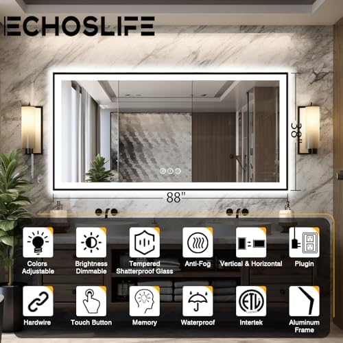 EchosLife Large 88x38 LED Bathroom Mirrors - Image 2