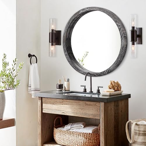JJUUYOU Round Wall Mirror Large Circular Wall Mounted Mirror - Image 4