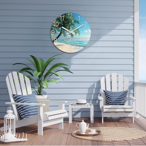 XFM Large Blue Beach Wall Clock 20 Inch Coastal Theme - Image 4