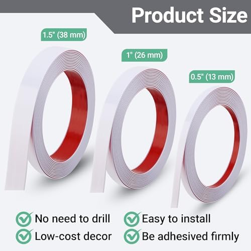 Gaahing 196.8" x 1" Matte White Molding & Wall Trim, Flexible Peel and Stick - Image 6