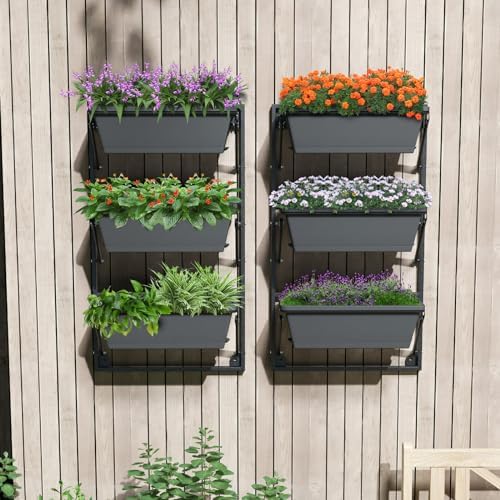 GIANTEX 3-Tier Vertical Railing Planter, Adjustable Hanging Planter Boxes - Image 3