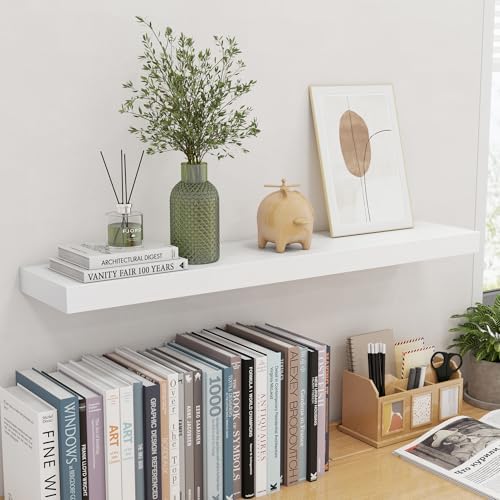 fuqing 36 Inch Floating Shelves, 6.7 Inch Deep White Wall Shelves Set of 2 - Image 6