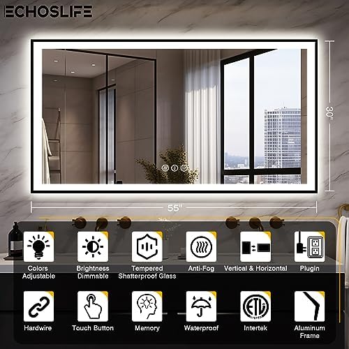 EchosLife 55x30 LED Bathroom Mirrors - Image 2