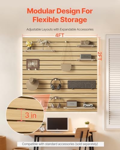 VEVOR Slat Wall Paneling, 4 x 4ft, MDF Garage Slatwall - Image 4
