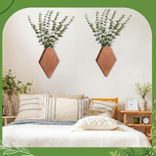 Chunful 2 Pcs Wooden Wall Planter Decor, Walnut Color, 7.1 x 4.7 x 1.2 Inches - Image 5