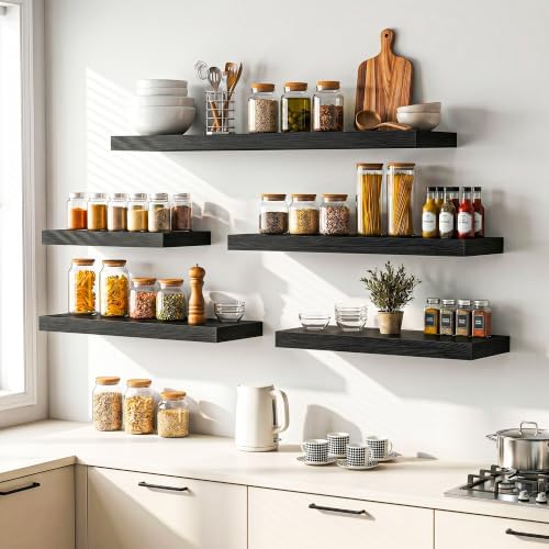 Heimlove Floating Shelves 55.1" W x 9.3" D Black Set of 2 - Image 5