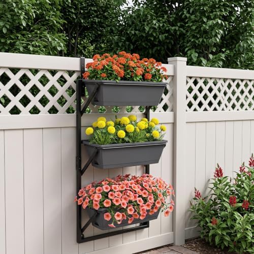 GIANTEX 3-Tier Deck Railing Planter 2 Pcs, Hanging Planter Boxes - Image 3