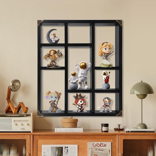 17.7x15.7-Inch Shadow Box Shelf 9-Slot Rustic Floating Shelves Larger Wall - Image 6
