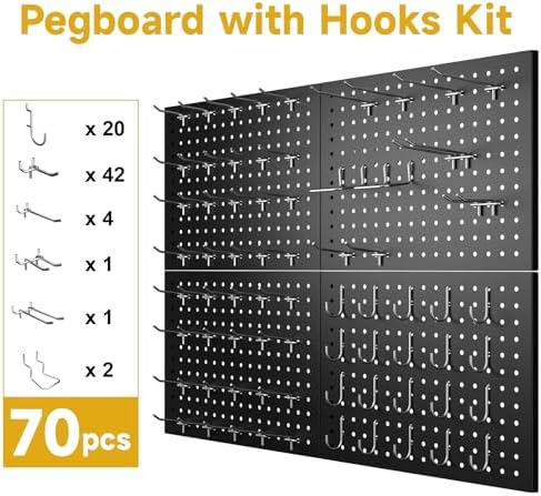 Peg Board, 4-pcs 16" x 12" Metal Pegboard Panels - Image 4