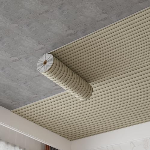 Beige Peel and Stick Slat Wall Panels, Wood Grain Paneling 118"x15.75" - Image 3