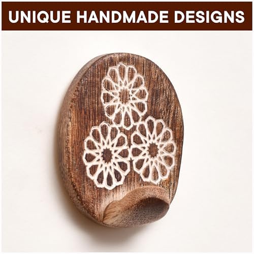 Indian Shelf 3 Boho Wood Adhesive Wall Hooks, 6 lb Hangers - Image 6