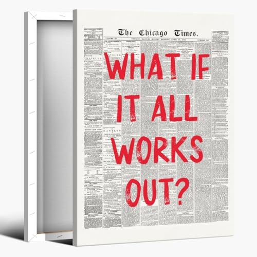 Red Retro Newspaper Wall Art Trendy Inspirational Quote Poster What If It All by Unknown