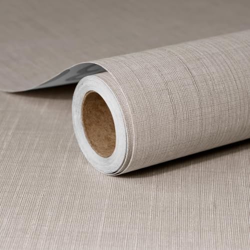 Yun-aeon Khaki Grasscloth Peel and Stick Wallpaper Texture Contact Paper by YUN-aeonPeelandStickWall