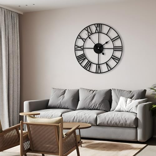 20 Inch Large Wall Clock, Silent Non Ticking, Roman Numerals - Image 6