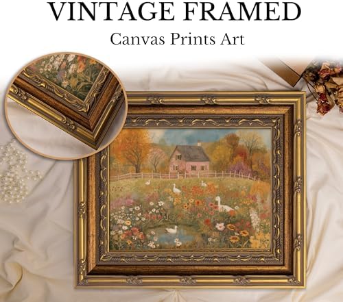 Vintage Gold Framed Autumn Country Cottage - Image 6