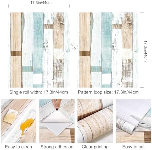 Yun-aeon Natural Wood-Light Blue Contact Paper Peel and Stick Wallpaper - Image 2