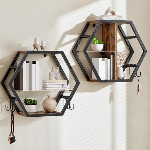 CHOEZON 18.9 inch Gaming Floating Shelves, Hexagon Shelves by Choezon