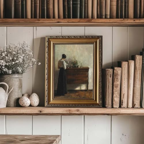 uniro Vintage Gold Framed Wall Art, Vintage Woman Portrait Canvas Art Prints - Image 5