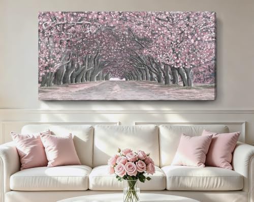 Nicetop Oversized Wall Art for Living Room – Pink Abstract Cherry Blossom Tree - Image 2