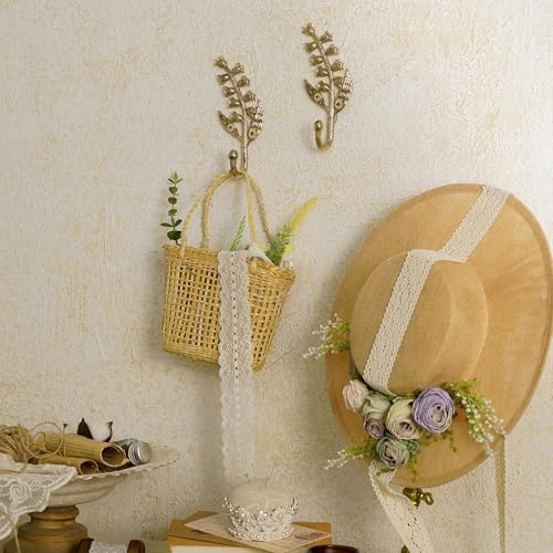 SOFFEE DESIGN 2PCS Golden Bellflower Hooks, Spring Blossom Robe Holders - Image 2