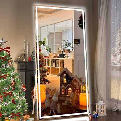 Hasipu Full Length Mirror with Lights, 78.7" x 31.5" LED Lighted Floor Standing by Whatssuitableisthebest
