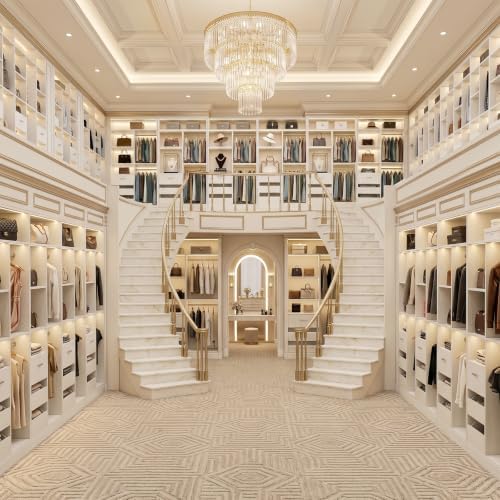 iSunirm 3FT Closet System with 6 Shelves, Wood Walk-in Closet with Closed & 2 - Image 7