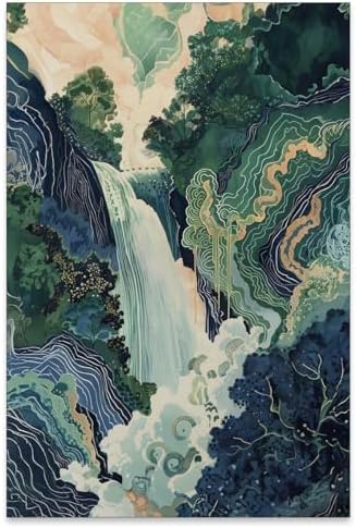 Japanese Landscape Prints Poster Abstract Nature Mountain Canvas Wall Art by Unknown