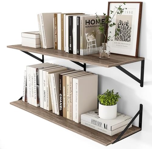 Heimlove 36W x 12D Deep Floating Shelves Set of 2 Grey by Heimlove