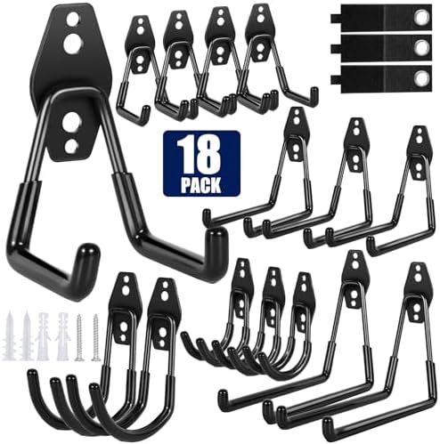 18 Pack Garage Hooks, Anti-Slip Coating, Hooks by Unknown