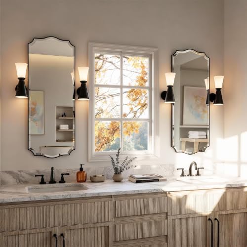 POZINO 48"x18" Premium Scalloped Beveled Bathroom Mirror - Image 6