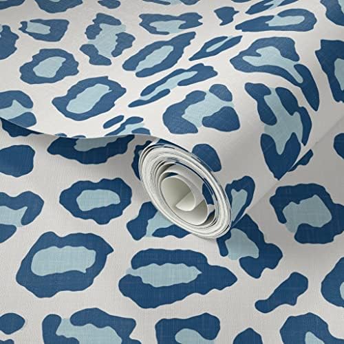 Spoonflower Leopard Skin Blue Peel and Stick Removable Wallpaper - Image 2