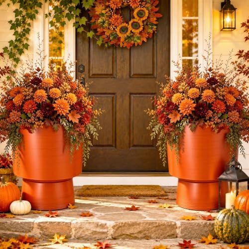 16.8" Planters for Outdoor Plants, Large Urn Flower pots S/2 by Unknown