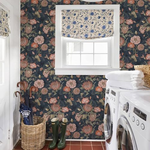 Floral Wallpaper Peel and Stick Floral Contact Paper Dark and Pink - Image 2