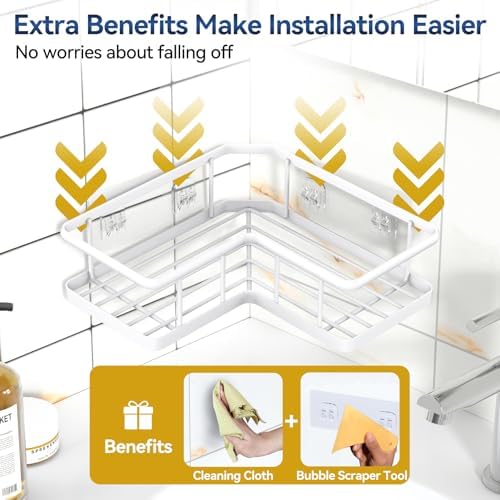 YASONIC Corner Shower Caddy Adhesive, 100% Rustproof Shower Organizer - Image 5