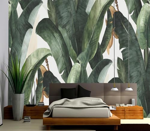 Tropical Watercolor Green Banana Leaves Wallpaper Peel Stick - Image 3
