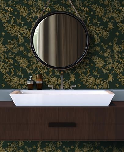 Froluya Green and Gold Peel and Stick Wallpaper - Image 2