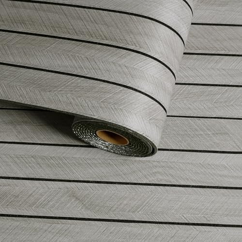 Light Grey 3D Wood Wall Panels Peel and Stick Herringbone by VaryFloral